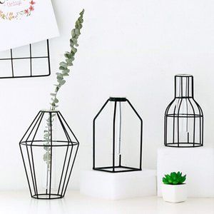 Black Iron Planter Test Tube Hydroponic Vase